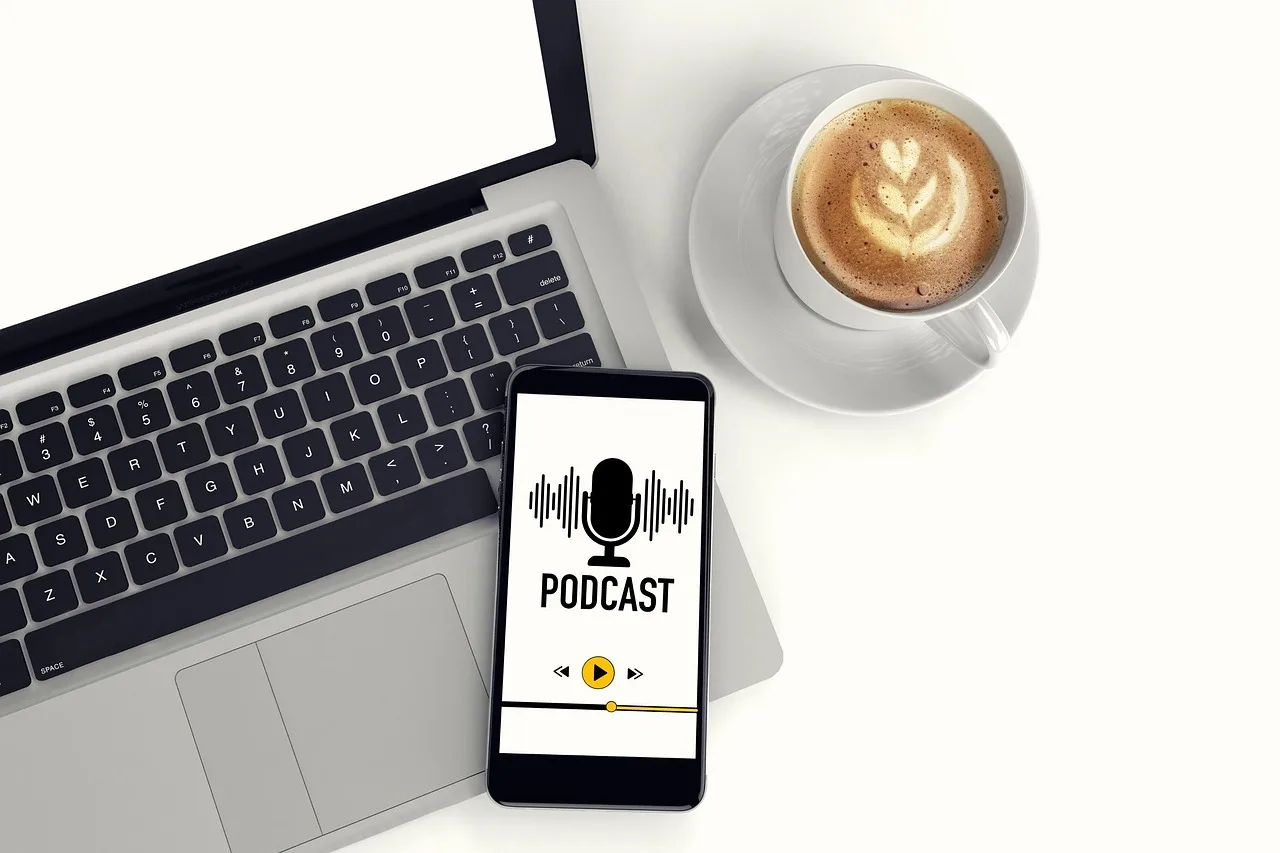 podcast, microphone, laptop, listening, coffee cup, record, audio, podcast, podcast, podcast, podcast, podcast